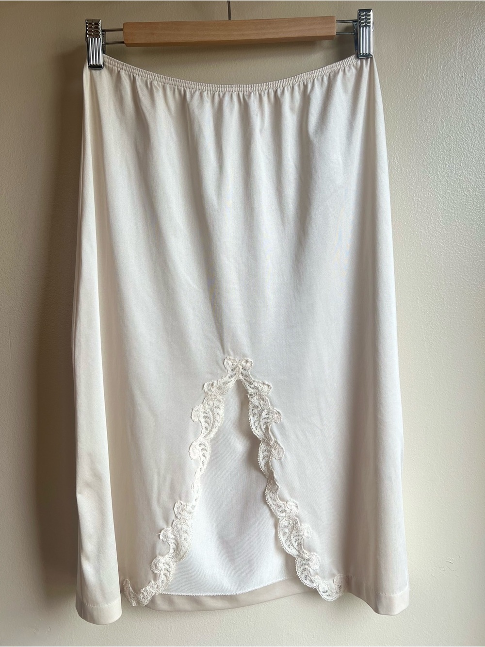 White Lace Slit Midi Slip Skirt Coquette Romantic Fairycore